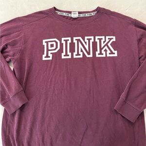 Women's VICTORIA'S SECRET PINK Maroon Sweatshirt Size L Long Sleeve E45